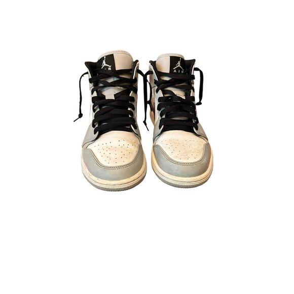 Nike Air Jordan 1 Mid Light Smoke gray Black sneakers Men's Sz 8 - Picture 2 of 7